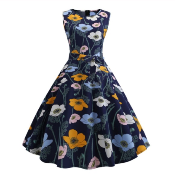 Dresses & Skirts - Retro Poppy Pinup Swing Dress 50s Rockabilly M L